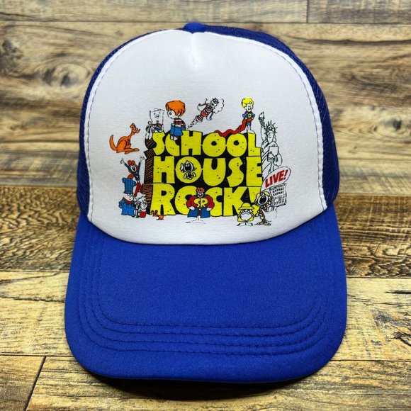 Schoolhouse Rock Mens Trucker Hat Blue Snapback 1973 Vintage Logo Retro TV Cap - Picture 2 of 8
